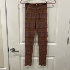 Free People - Lace Ruffle Leggings - Tan - Size XS